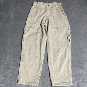 Buckle Gilded Cargo Pants Womens Large Denim Y2K Utility Jean Paper Bag High Ris